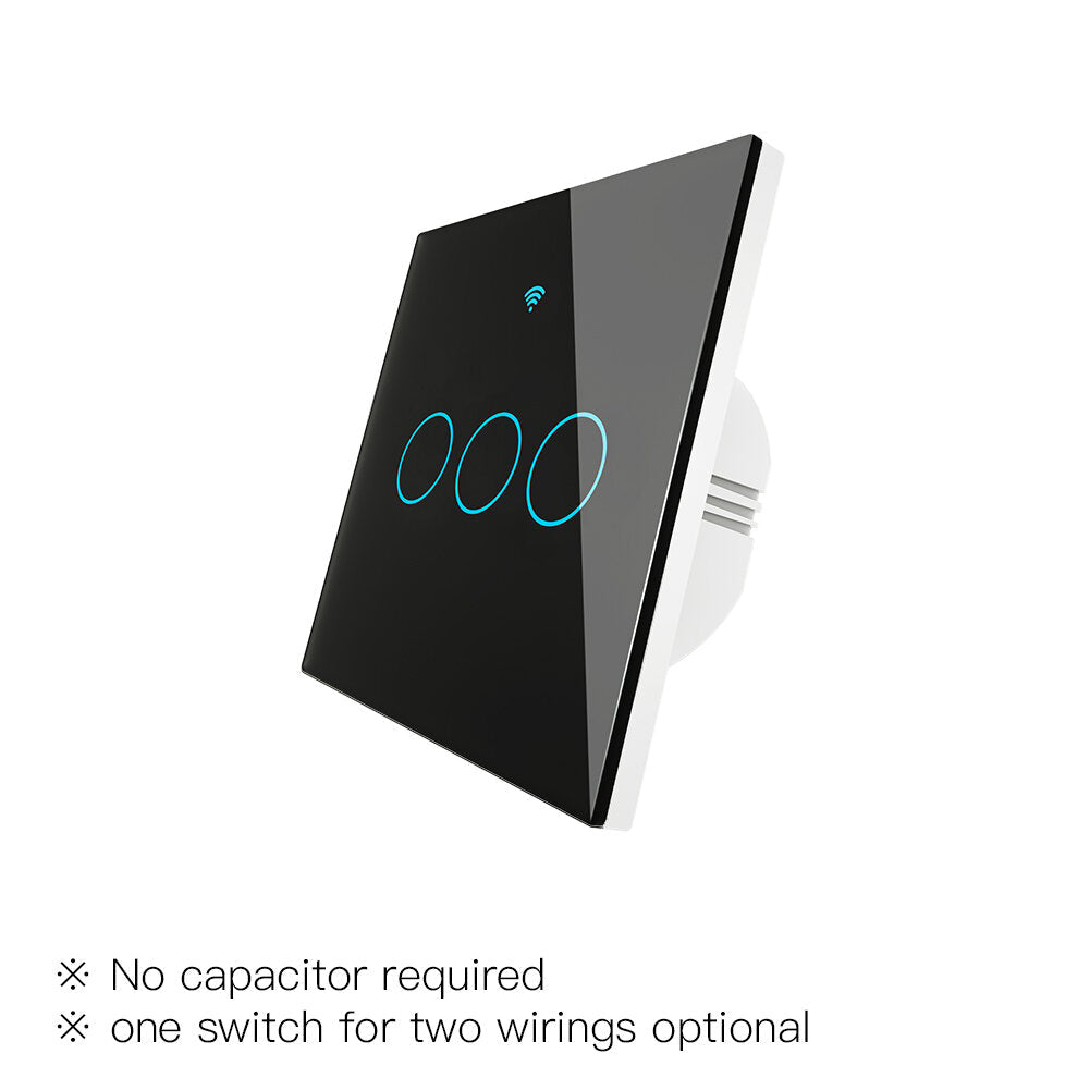 EU Wall Touch 250V 50/60Hz Smart Light Switch for Neutral Wire/No Neutral Wire No Capacitor Works with Alexa Google Hub Required