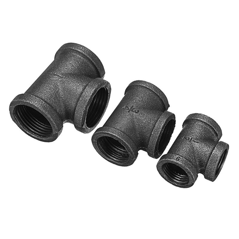 1/2" 3/4" 1" Equal Tee 3 Way Pipe Malleable Iron Black Pipes Fittings Female Tube Connector