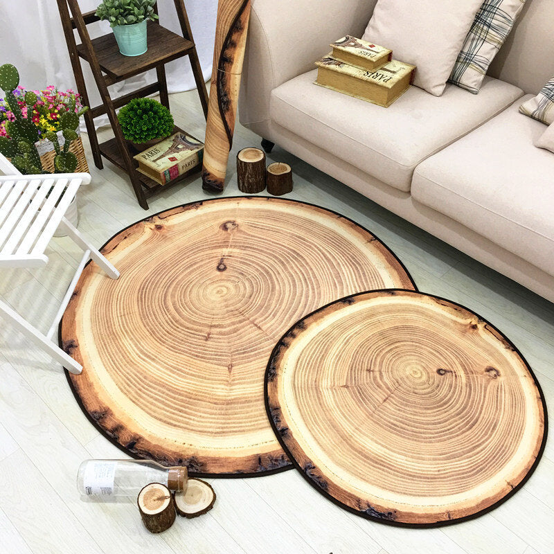 Annual-Rings Floor Carpet Soft Short Flannel Round Floor Mat For Home Office Study Decoration