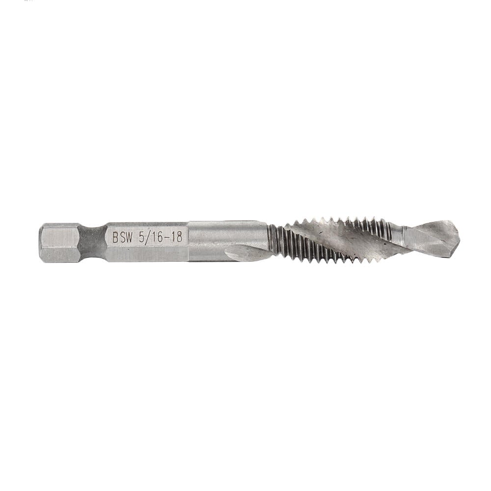 1/8-3/8 Inch BSW Thread HSS Combination Drill Tap Bit 1/4 Hex Shank Deburr Countersink