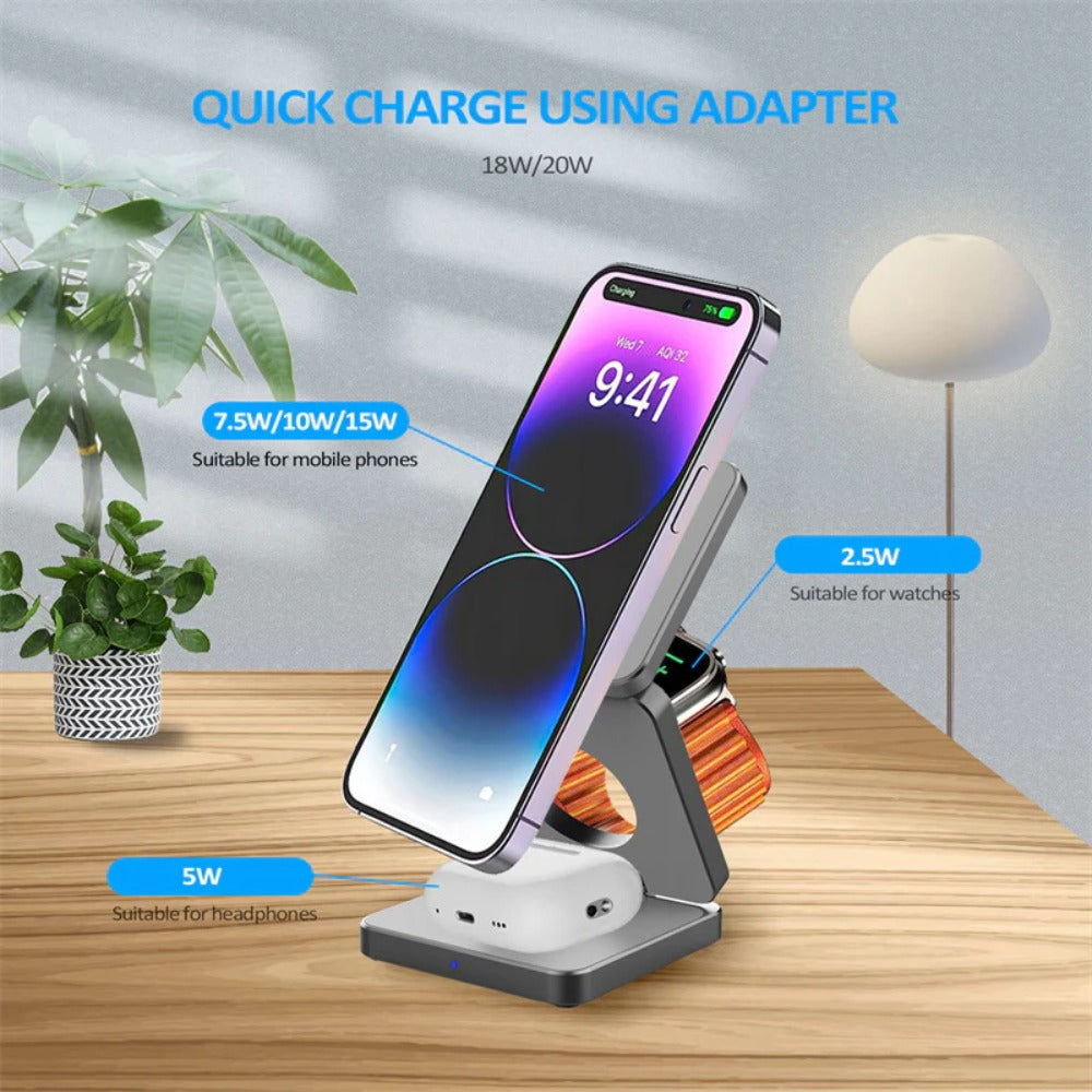 Magnetic Wireless Charger 15W/10W/7.5W/5W/2.5W Fast Charging for iPhone, Hui, Xiaomi, Apple Watch, AirPods