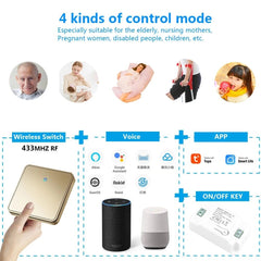 WiFi 433Mhz Smart Switch Mobile Phone APP Voice Wireless Remote Controller Timer Work With APP Smart Life