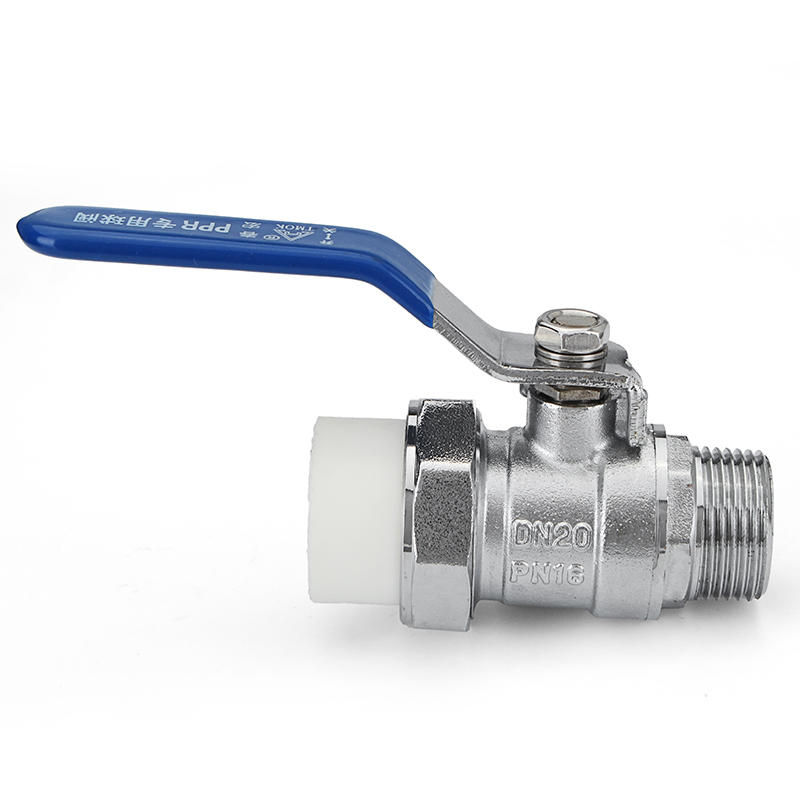 1/2" 3/4" External Wire Manual PPR Brass Ball Valve Nickel Handle PPR Male Thread Valves