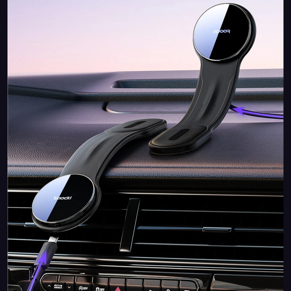 Magnetic Car Phone Holder 15W Wireless Charger for iPhone 15-12, Samsung S23