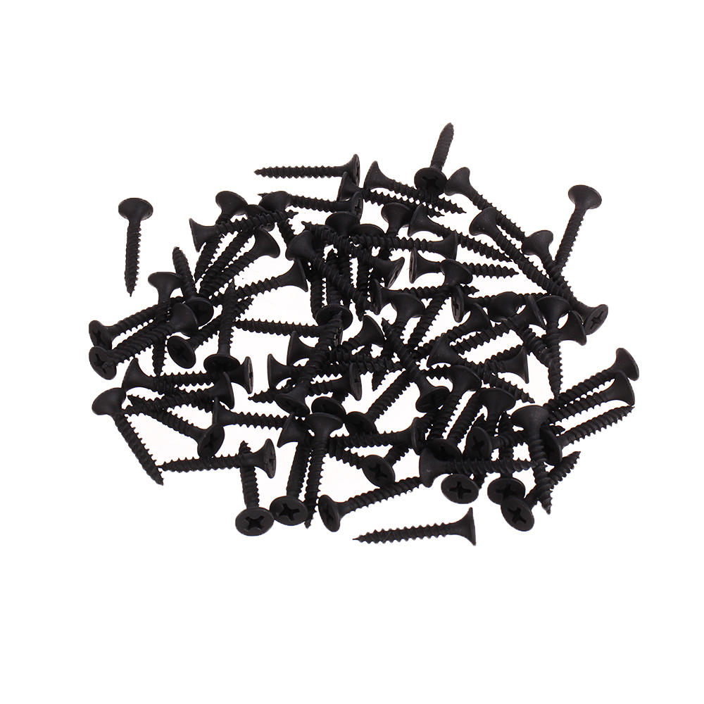 1000Pcs M3.5 Cross Black Recessed Flat Head Self Tapping Ash Phosphorus Drywall Metric Threaded Wood Screw Nail Bolt