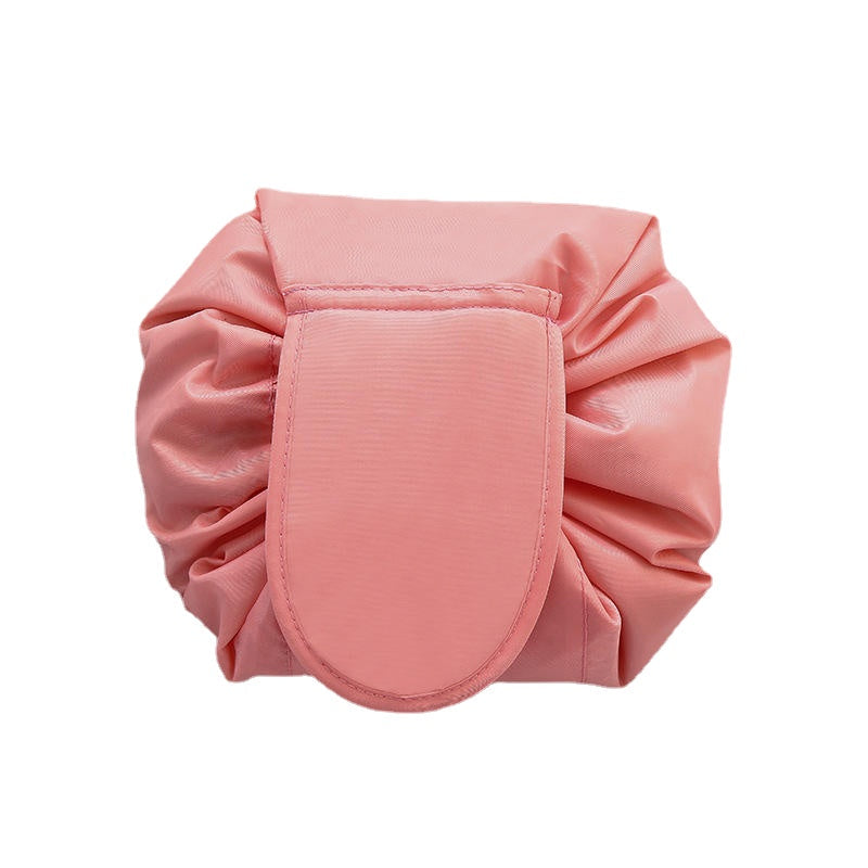 Polyester Solid Color Drawstring Cosmetic Bag Travel Portable Lazy Storage Bag