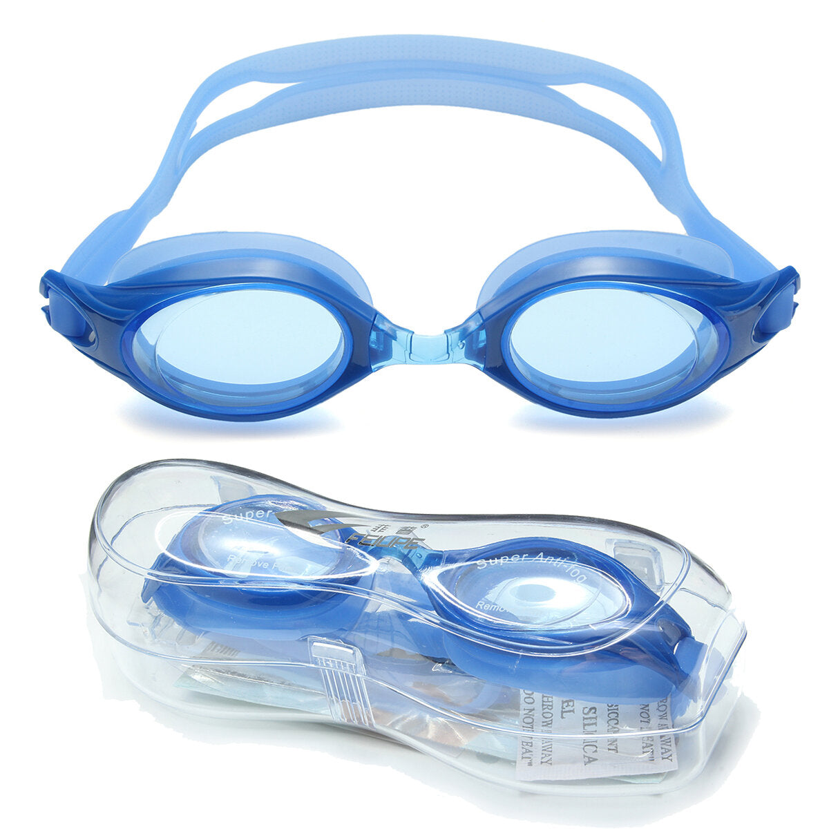 Swimming Glasses PC Silicone Shockproof Anti-fog Anti-UV Adjustable Swimming Goggles for Adult