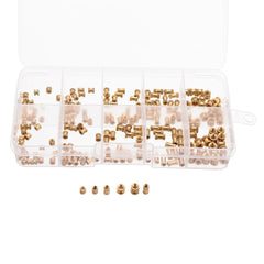 200Pcs M2/M2.5/M3 Knurled Brass Threaded Insert Nut Female Thread Embedment Nuts Assortment