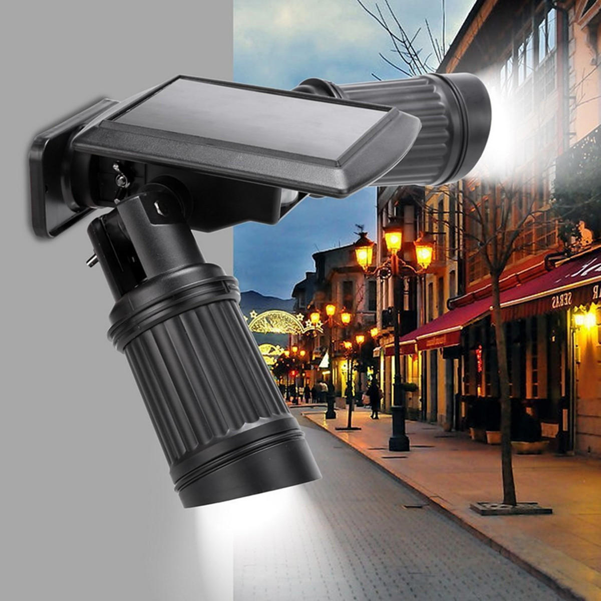 Solar Powered Motion Light Dual Head Adjustable Spotlight Waterproof Wall Light Solar Light