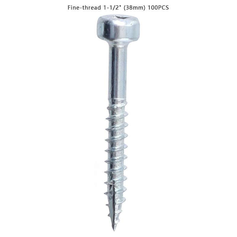 100Pcs/Set Woodworking Angled Hole Screw Square Self-tapping Screw Square Slot Coarse Thread Fine Thread Screw Galvanized