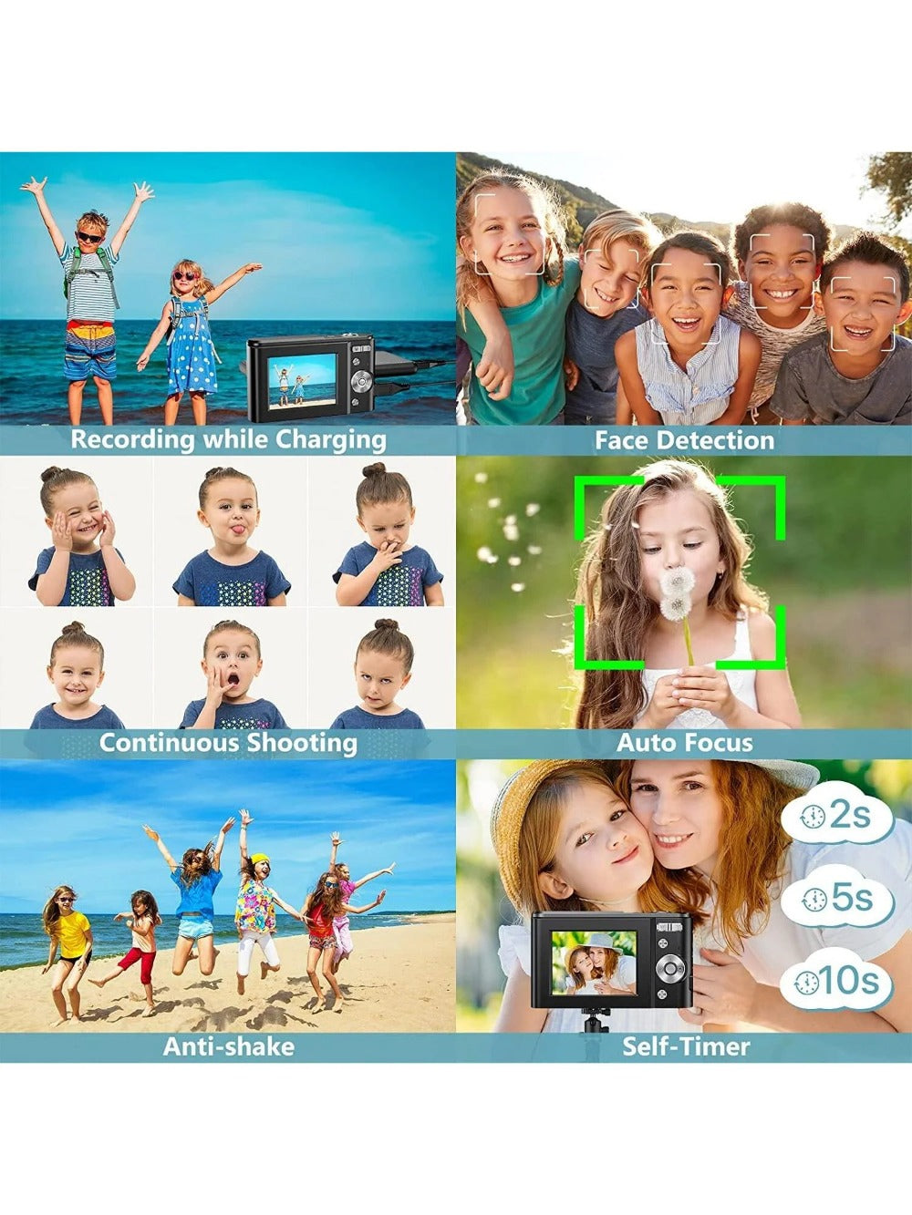 Kids Digital Camera, 1080P 48MP with 32GB SD Card, 2.4 Inch Screen, 16X Zoom, Compact Mini