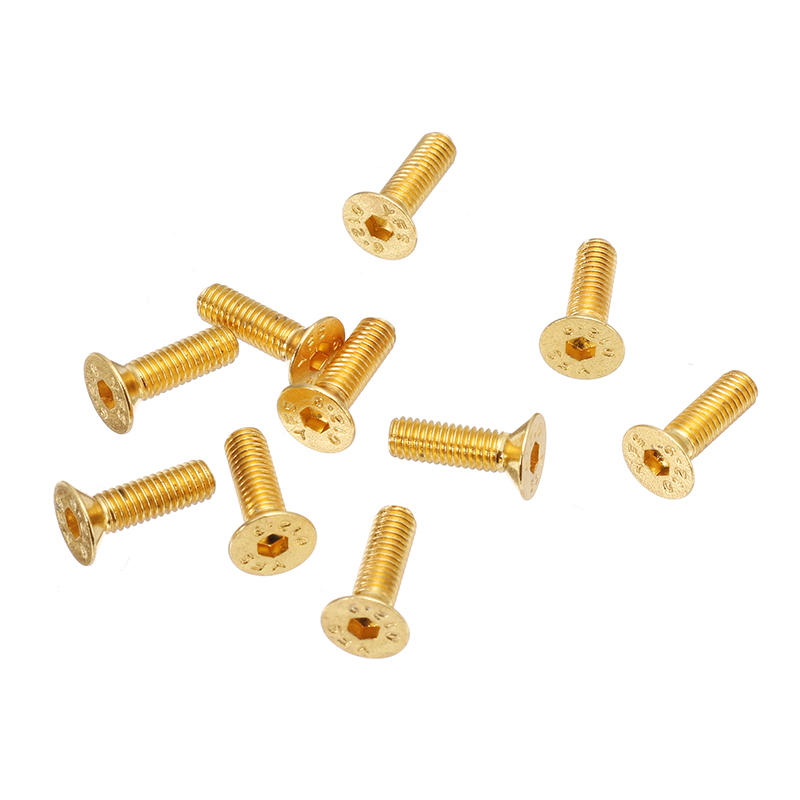 10Pcs M3*10 Countersunk Head Hex Socket Screws Steel Alloy Titanium Plating Gold