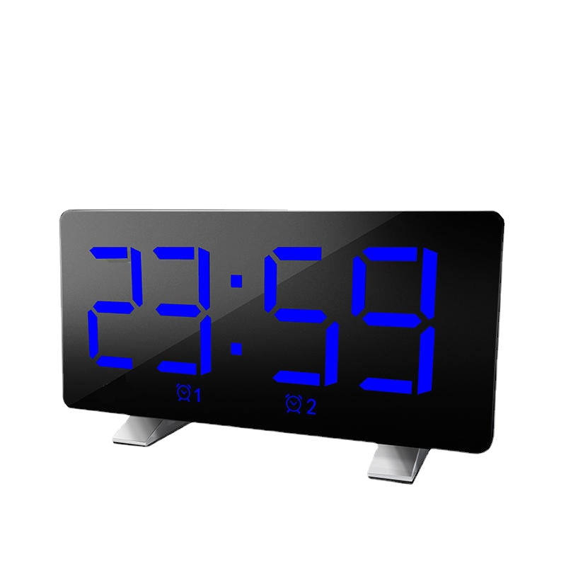 Mirror Digital Display LED Snooze Alarm Clock USB Time Night Mode Clock