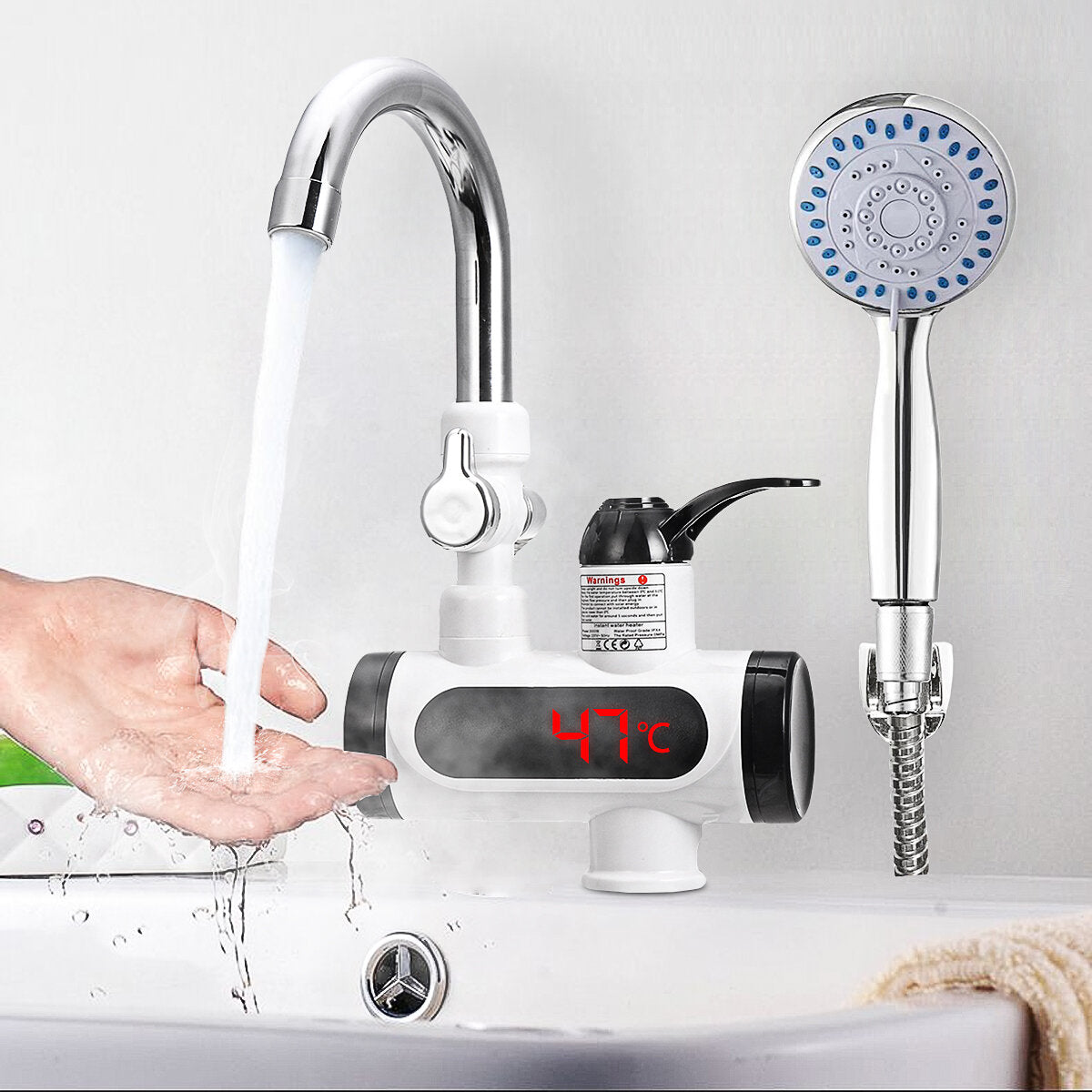 3000W Temperature Display Instant Hot Water Tap Tankless Electric Faucet Kitchen