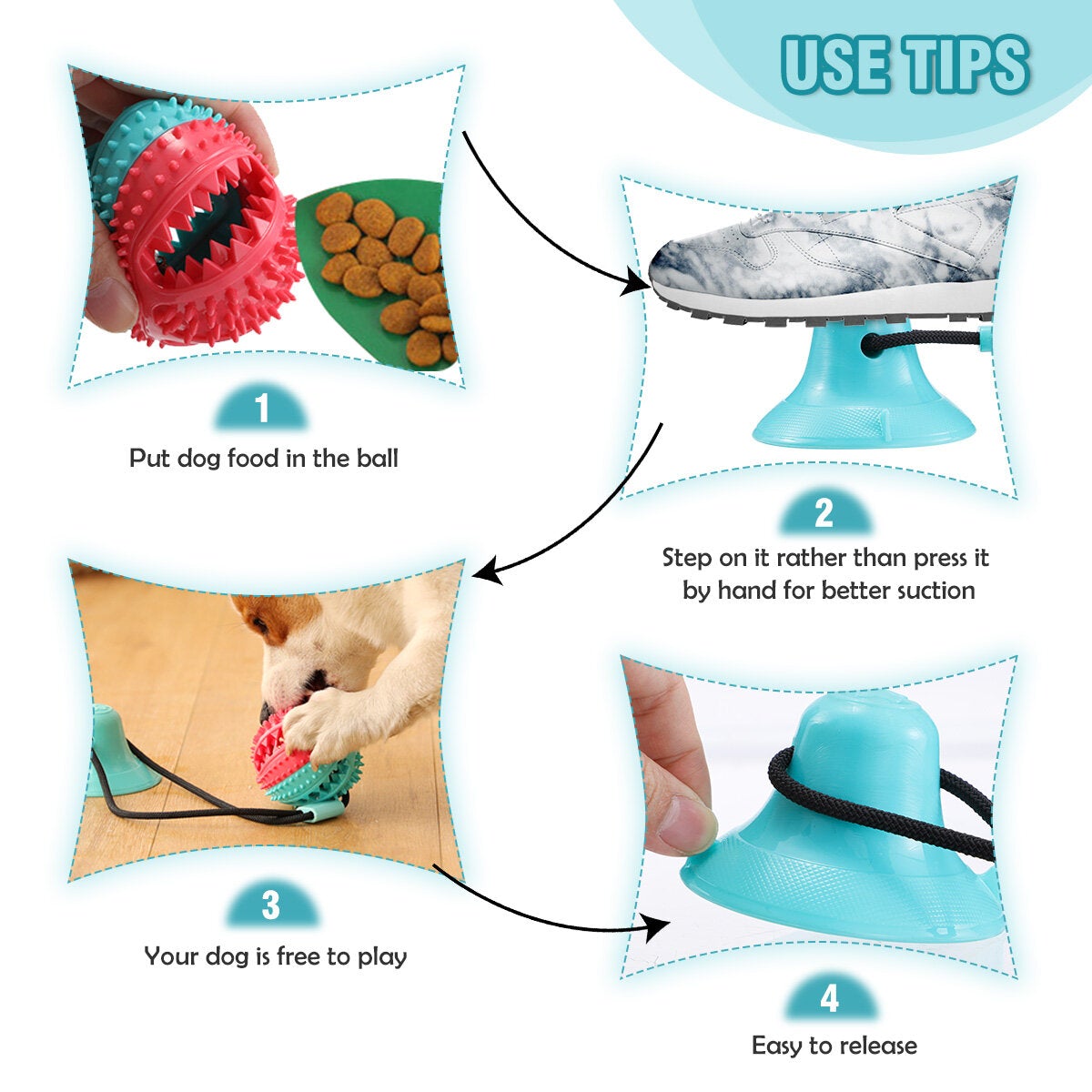 Dog Chew Toys for Aggressive Chewers Dogs Training Treats Teething Rope Toys with Suction Cup