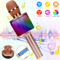 Wireless Microphone bluetooth Speaker HIFI TF Card AUX-In Luminous 2600mAh Music Player Recorder for K Songs Karaoke KTV Singing