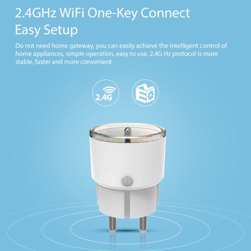 16A Mini Smart Plug WiFi Smart Socket FR Plug Type Power Monitor Wireless Control Compatible Alexa Google Home