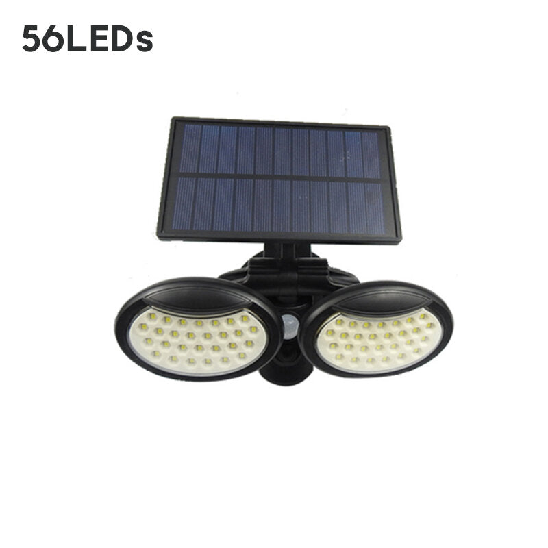 56/78LED Solar Powered PIR Motion Sensor Light Angle Adjustable Outdoor Garden Wall Light