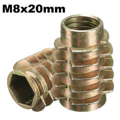 5Pcs M8x20mm Hex Drive Screw In Threaded Insert For Wood Type E