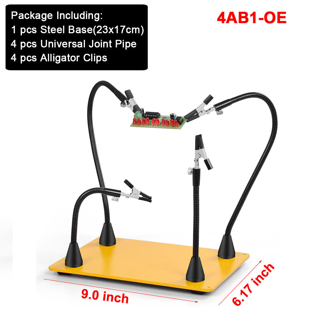 Magnetic Base Soldering Welding Third Hand PCB Holder with 3X LED Illuminated Magnifier Lamp Welding Tool Kit