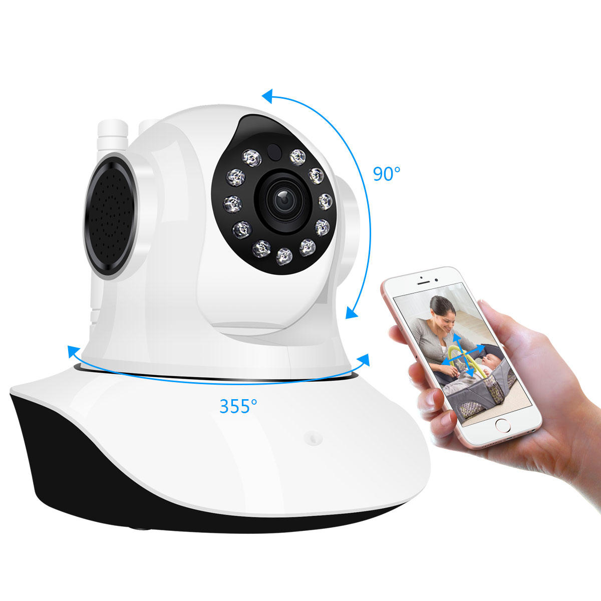 HD 1080P WIFI IP Camera 11 LED PT 360 Built-in Antenna IP Camera Moving Detection Two-way Audio Baby Monitors