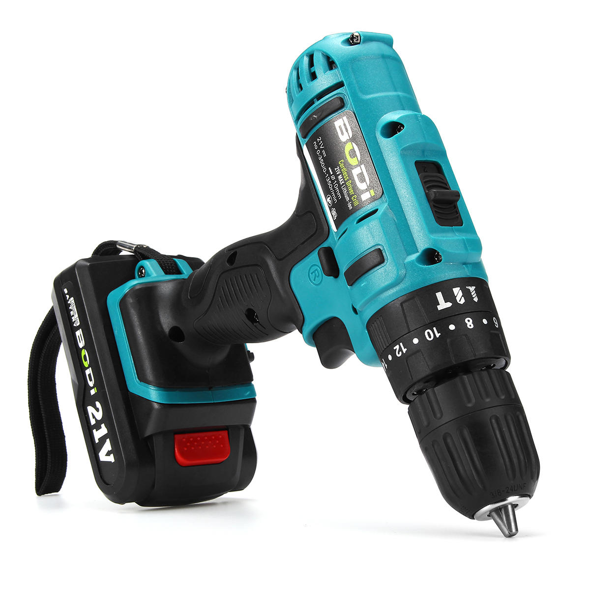 21V 2-Speed Electric Cordless Power Drills Kit 3/8" Driver Screwdriver