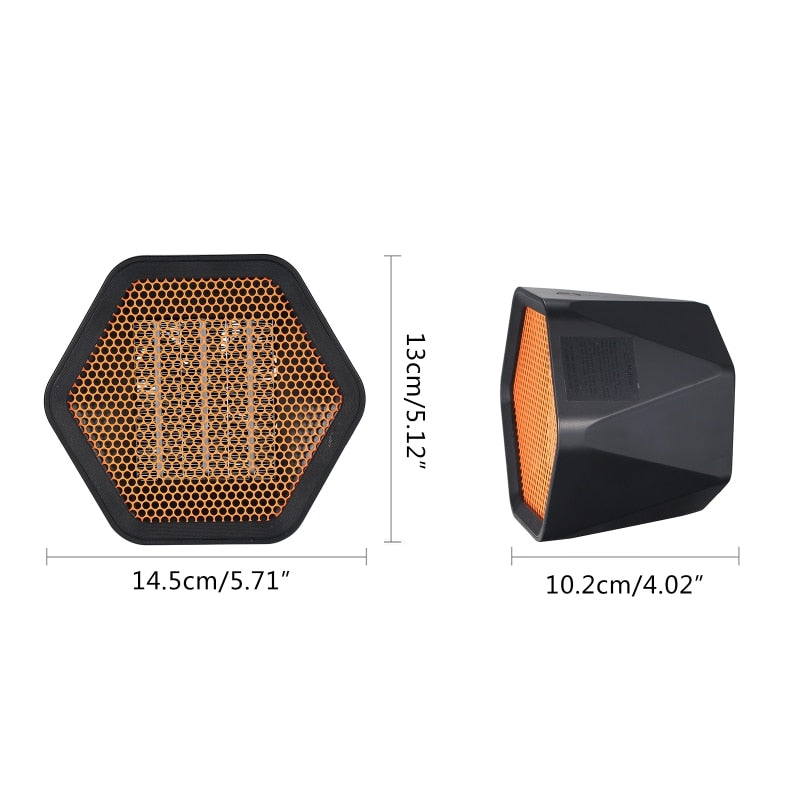 600/1000W Silent Mini Electric Heater Temperature Control Hexagonal Desktop Heating Warmer Air Fan