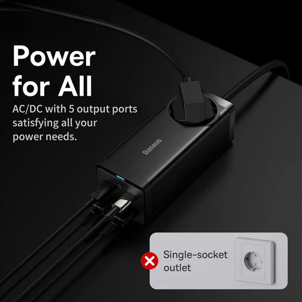 GaN3 Pro 100W 5-Port USB PD Charger, Fast Charging Station with 100W Type-C Cable