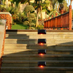 4PCS Solar LED Deck Lights Outdoor Waterproof Garden Pathway Light Stairs Step Fence Lamp