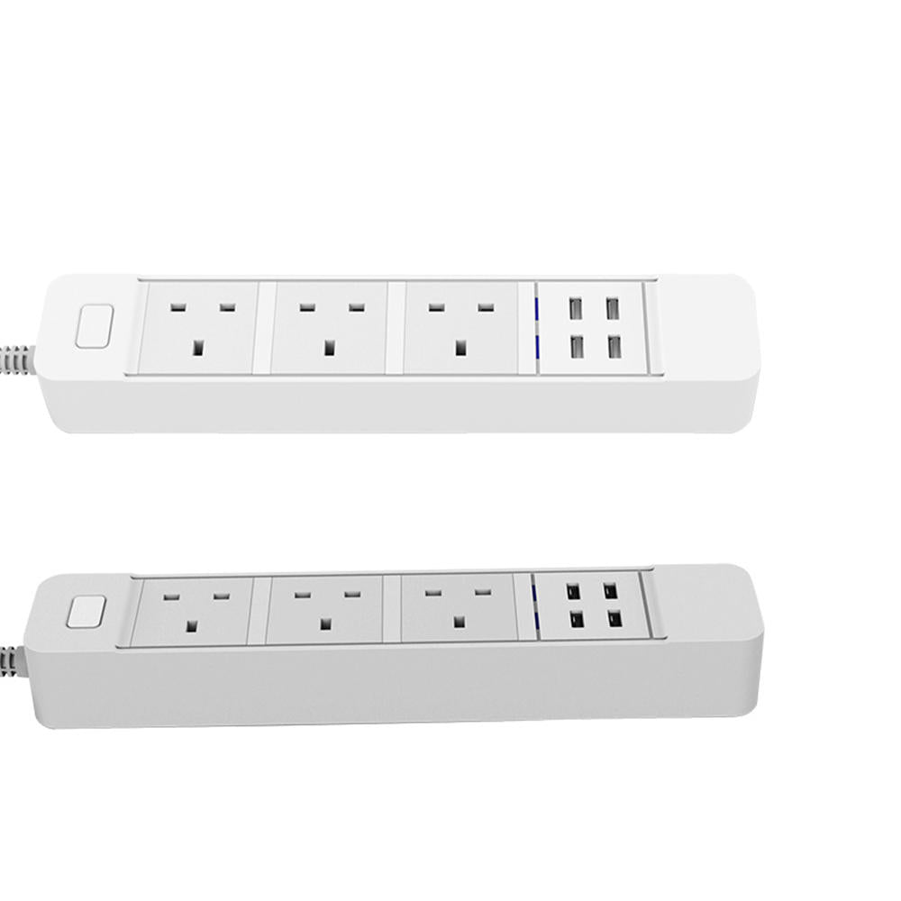 Smart WIFI APP Control Power Strip with 3 UK Outlets Plug 4 USB Fast Charging Socket App Control Work Power Outlet