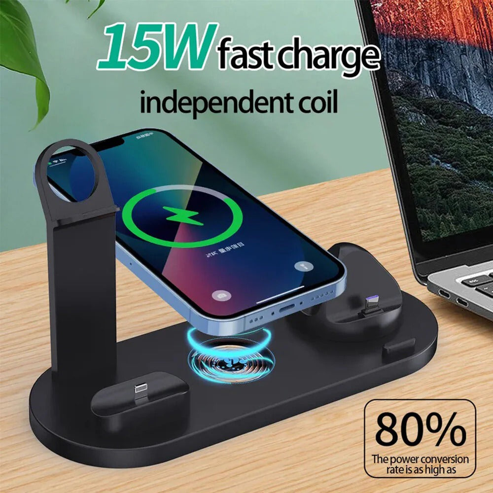 Fast Wireless Charger Pad & Stand for iPhone, Samsung, Hui, AirPods, Watch