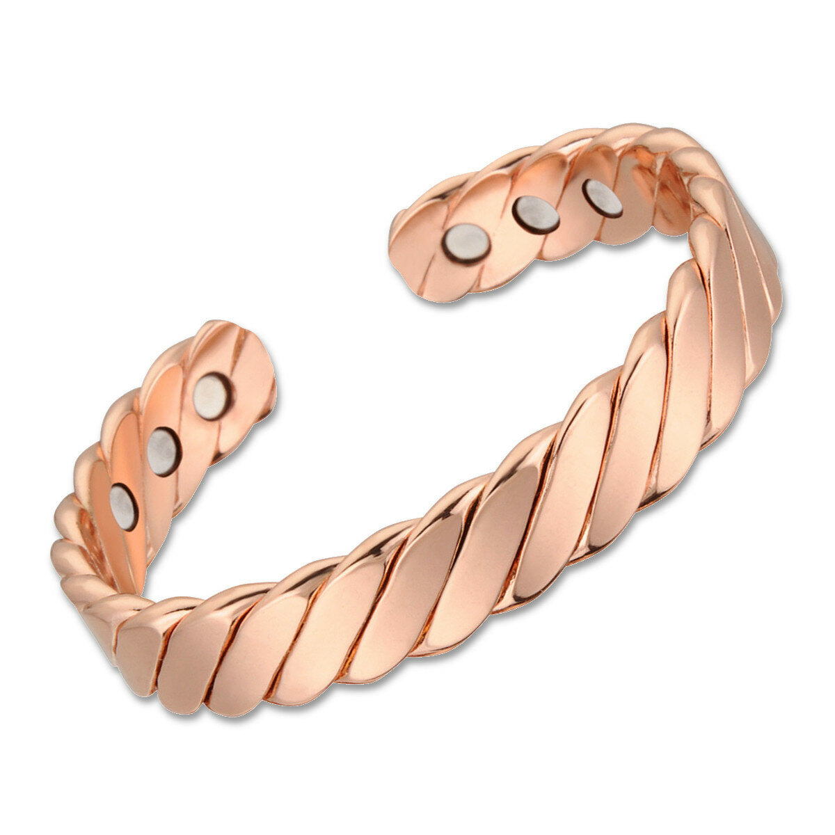 Fashion Rose Gold Magnetic Bracelet Neodymium Magnet Therapy Pain Relief Health Care Copper Bangle