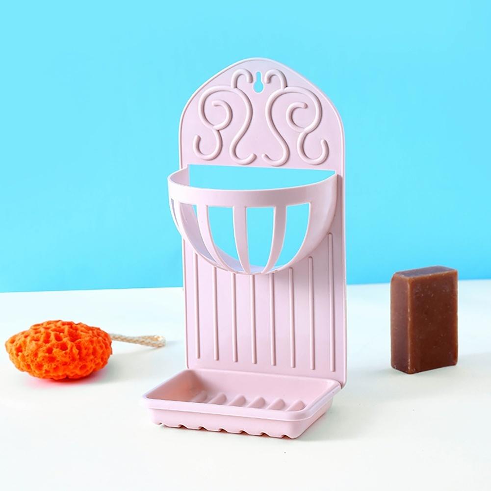 Creative Double Kitchen Bathroom Rack Wall Paste Soap Box Soap Drain Shelf