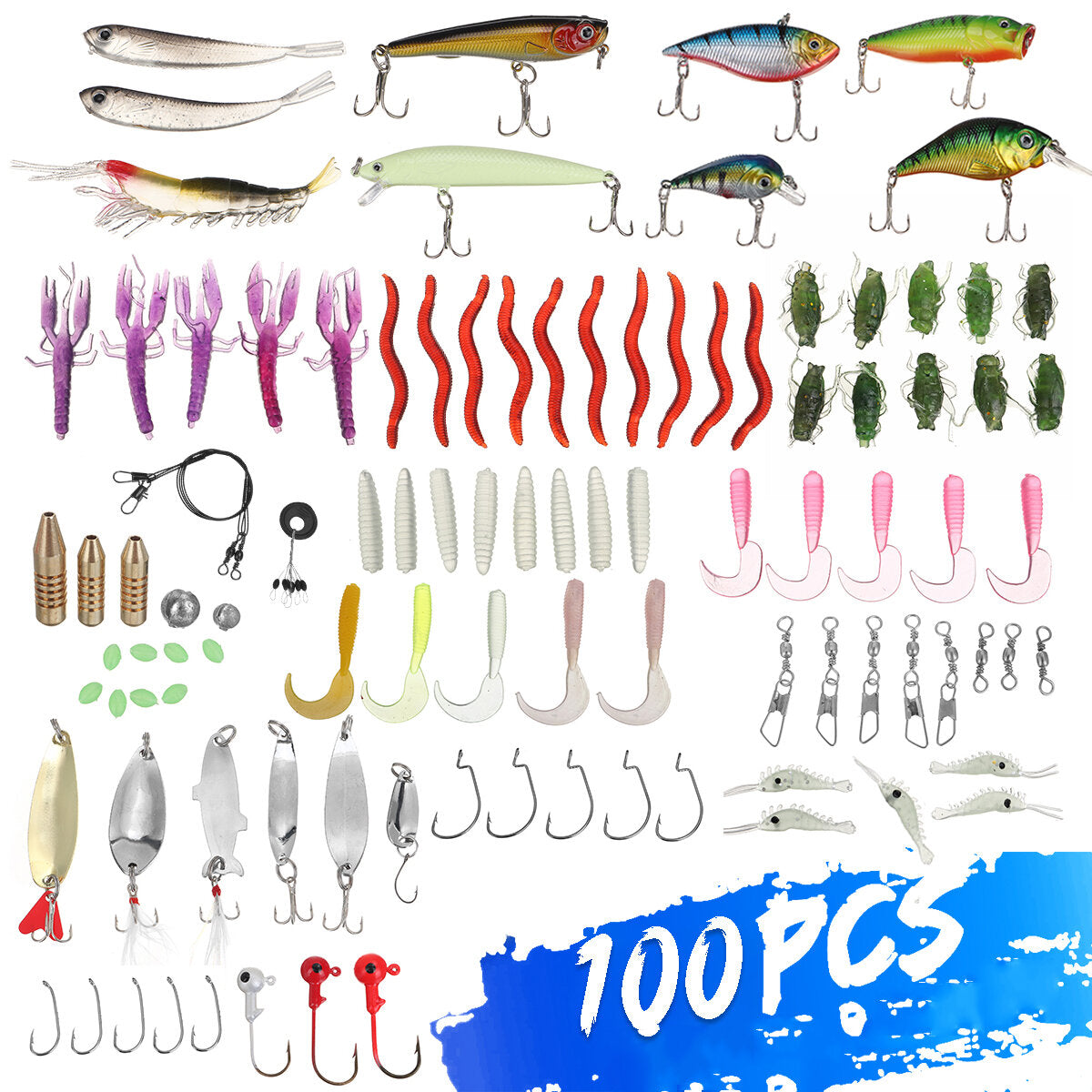 100pcs Simulation Bait Set Freshwater Fishing And Sea Fishing Universal Fishing Lures Set