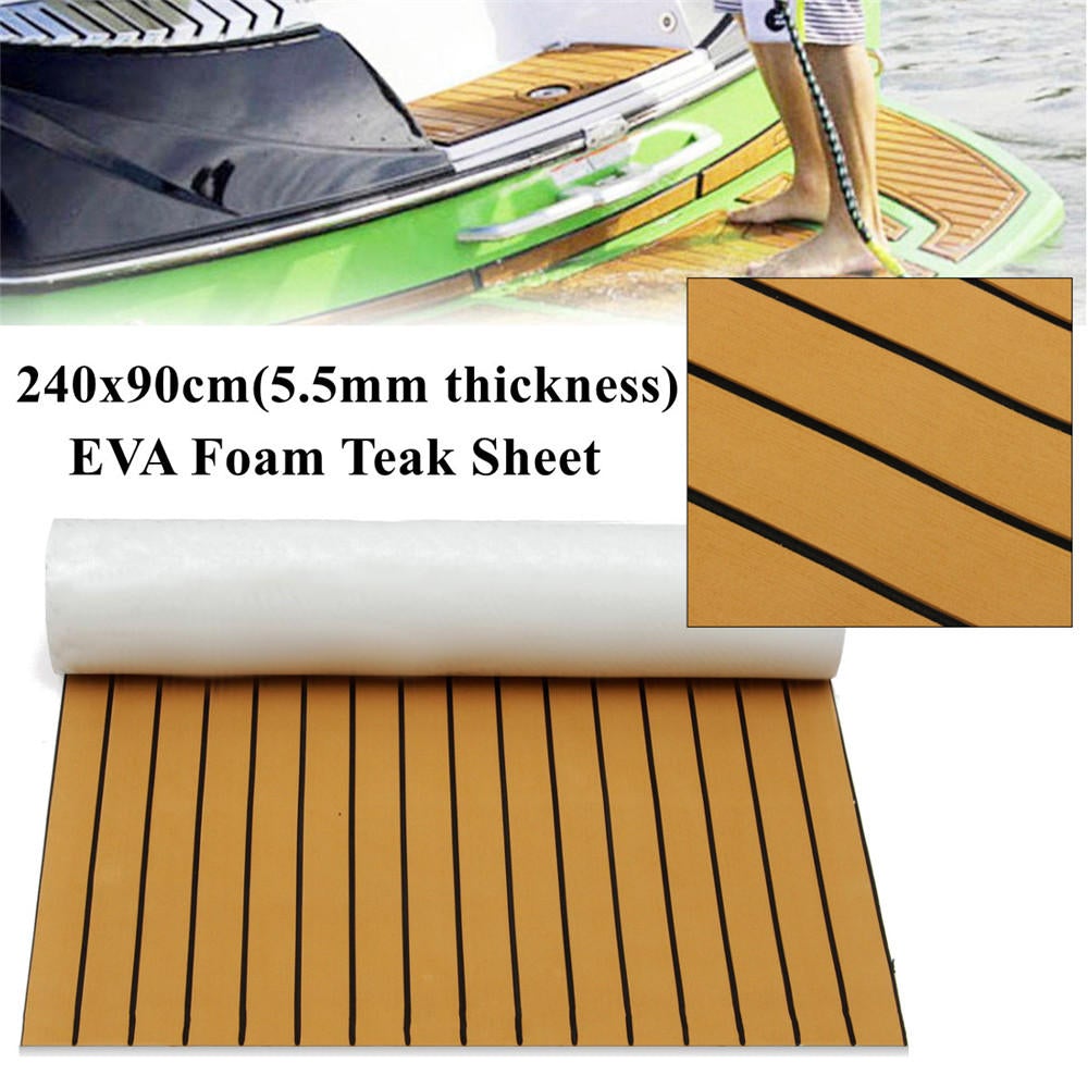 900mmx2400mmx5.5mm Gold and Black EVA Foam Faux Teak Sheet Boat Yacht Synthetic Teak Decking