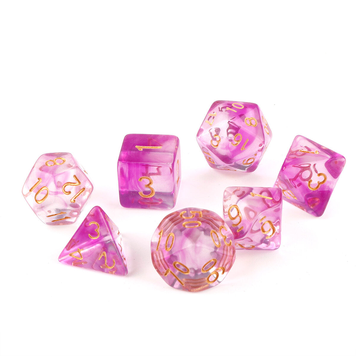 7Pcs Transparent Polyhedral Dices Multi-sided Dice