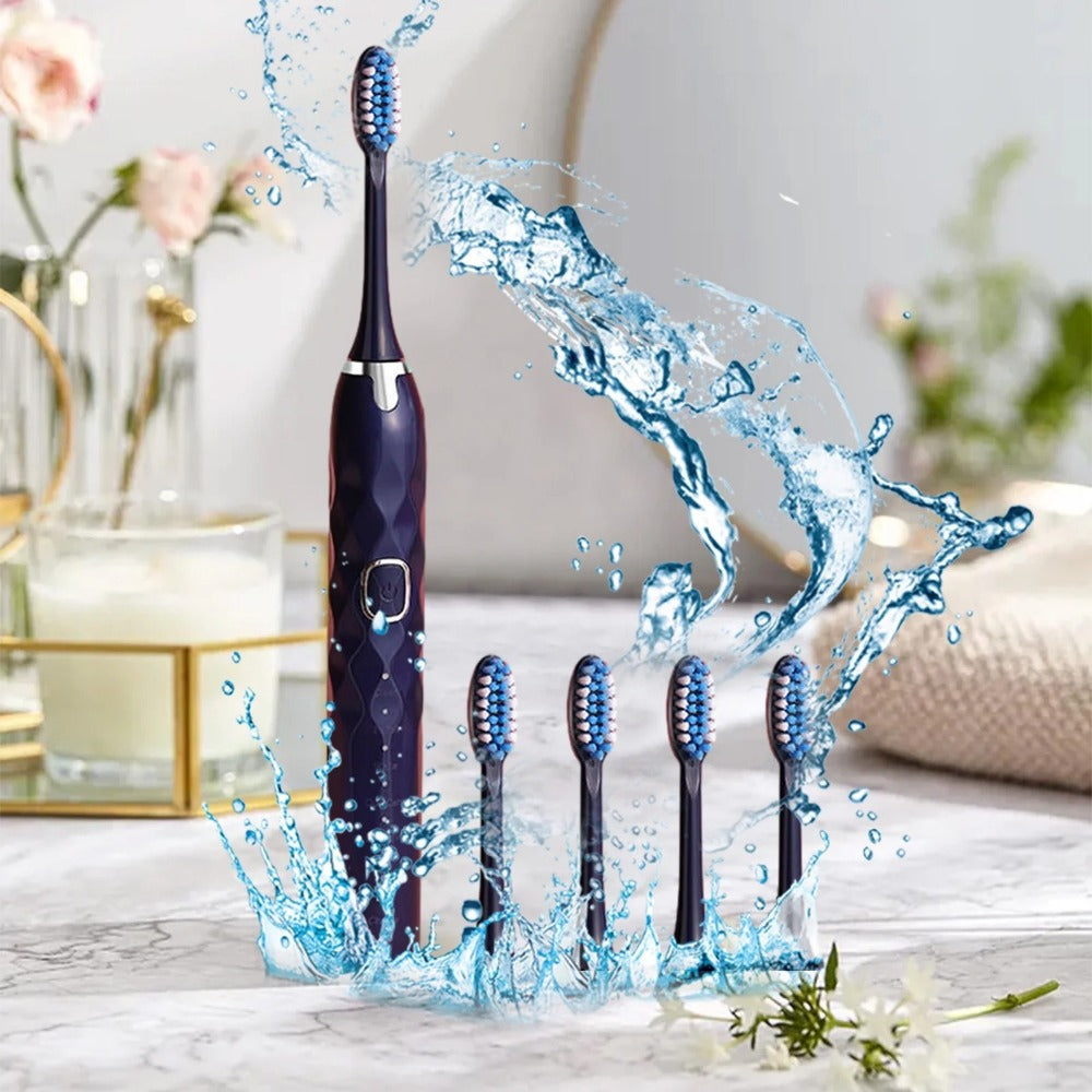 Electric Toothbrush Set - 5 Modes, IPX7 Waterproof, 5 Soft Heads for Adults & Kids