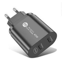 Dual 20W USB PD QC3.0 Fast Charger Adapter EU Plug for iPhone, Hui, Samsung, Xiaomi