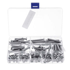 100Pcs M6 304 Stainless Steel Hex Socket Flat Head Screw Bolts Assortment Set