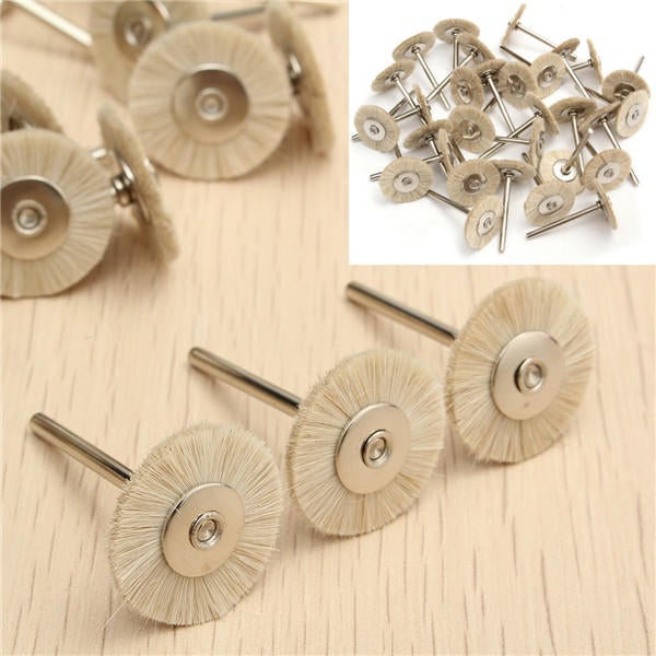 30pcs Soft White Goat Hair Polishing Wheel Brushes Set