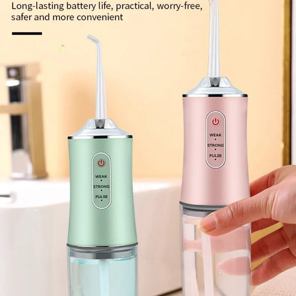 Cordless Water Flosser 220ml Oral Irrigator with 3 Modes, 4 Tips - IPX6 Waterproof USB Dental Cleaner for Home & Travel