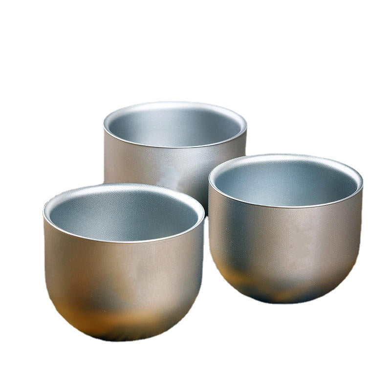 1 pc 150ml Water Cup Pure Titanium Camping Travel Portable Tea Cup Double Anti-scalding Cup