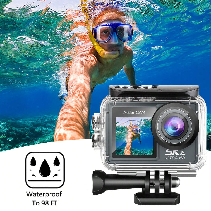 2PCS 5k Sports Camera HD Dual Color EIS Anti-Shake Wifi Outdoor Shooting Camera