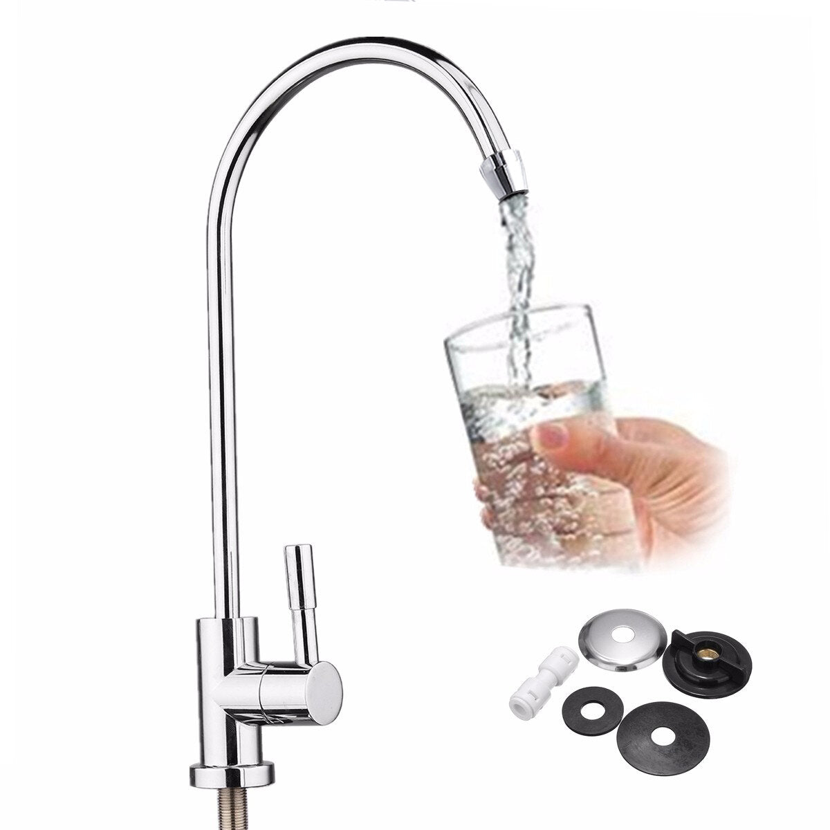 1/4 Inch Chrome Drinking RO Water Filter Faucet Finish Reverse Osmosis Sink Kitchen