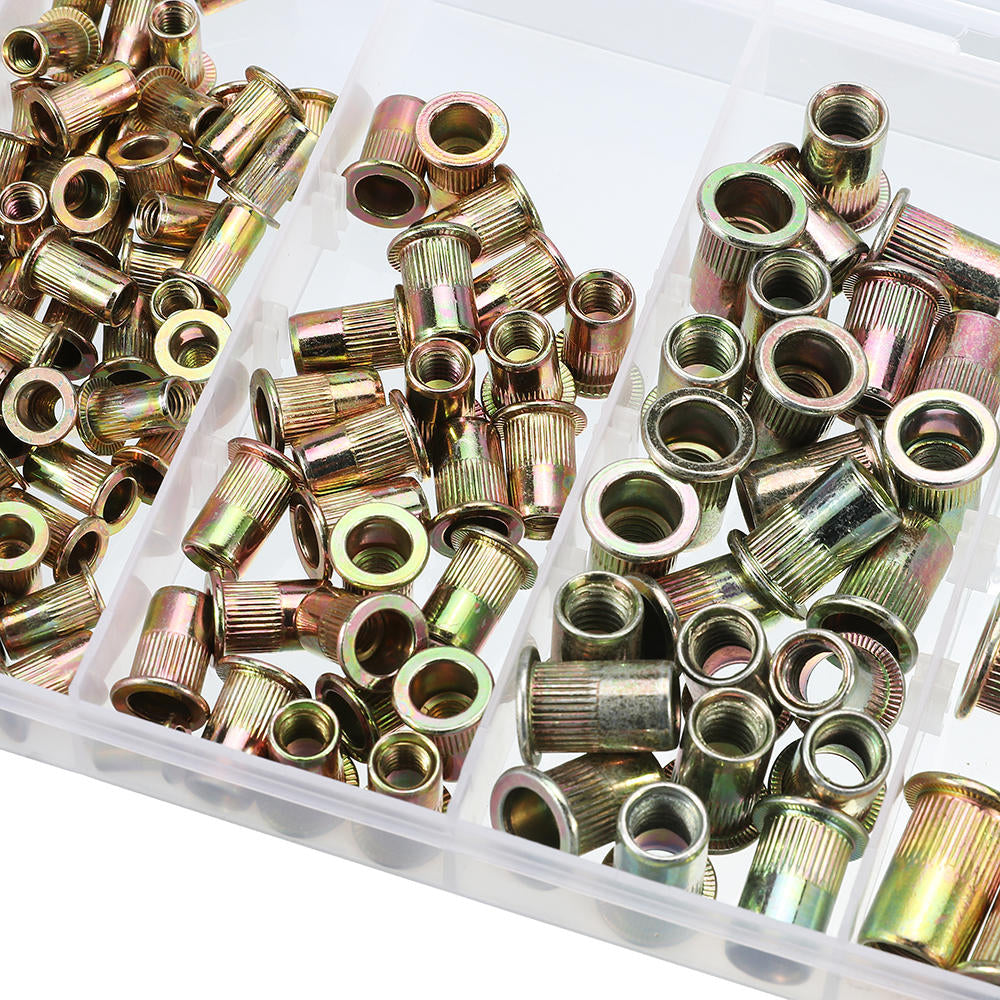 220Pcs Mixed Steel Rivet Nut Rivnuts Blindnuts Nutserts M3-M10 Nut Insert Rivet Assortment Kits
