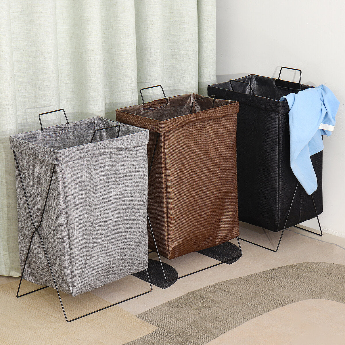 46L Cotton Linen Laundry Basket Large Capacity Non-toxic Washing Clothes Hamper Waterproof Clothes Bin