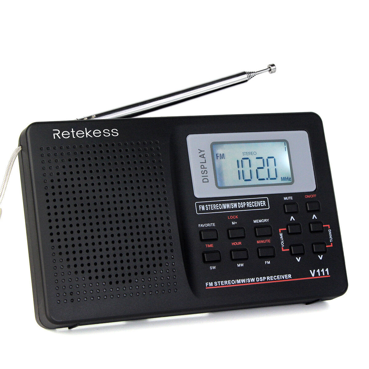 Full Band Radio FM MW SW Stereo Station Receiver Portable Clock Alarm