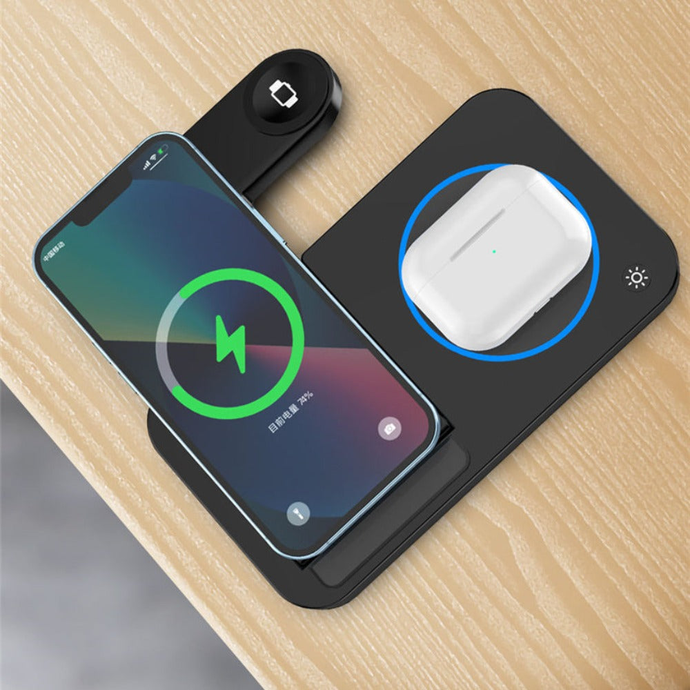 100W Foldable 4-in-1 Wireless Charger for iPhone, Apple Watch, Samsung Galaxy