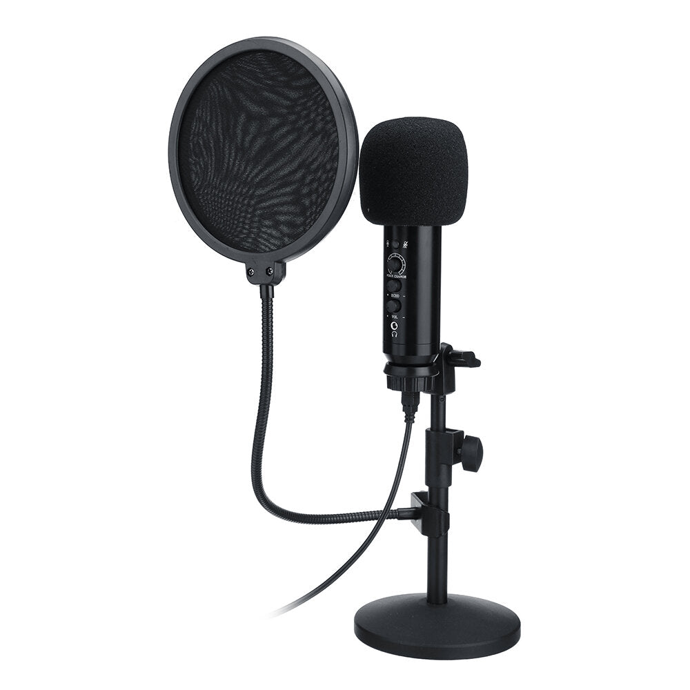 Audio Dynamic USB Condenser Sound Recording Vocal Microphone Mic Kit With Stand Mount