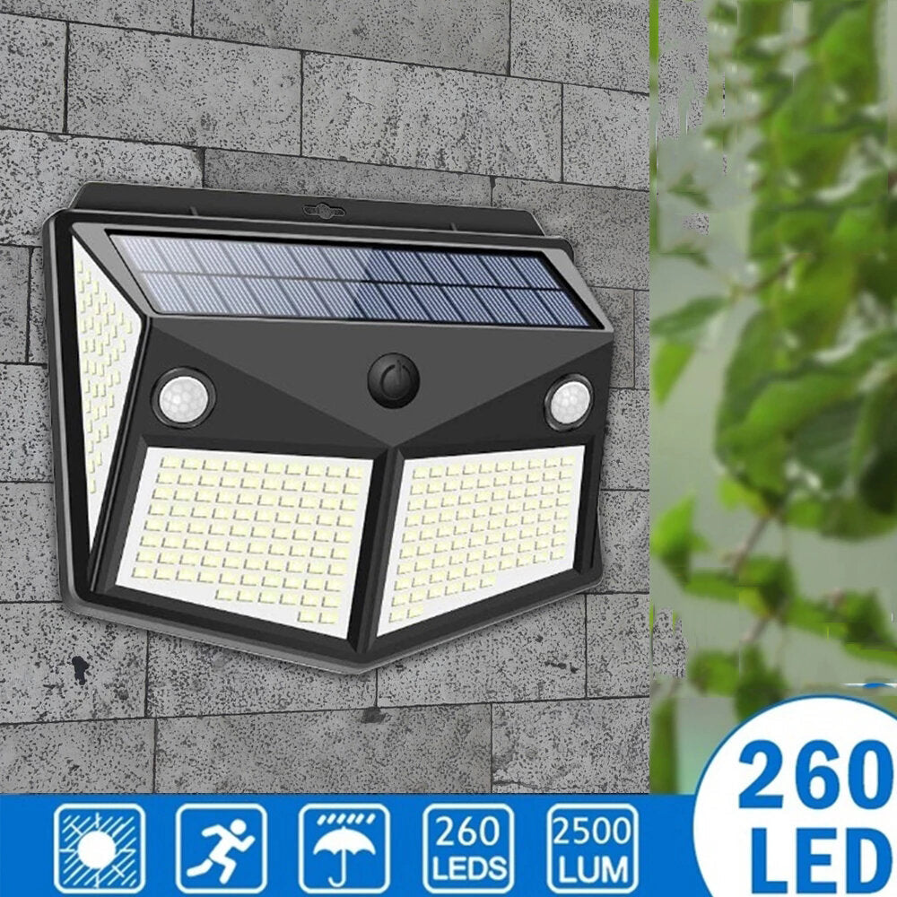 260LED Outdoor  Solar Light IP65 Waterproof Motion Sensor Solar Light Garden Courtyard Passage Security Lighting Black